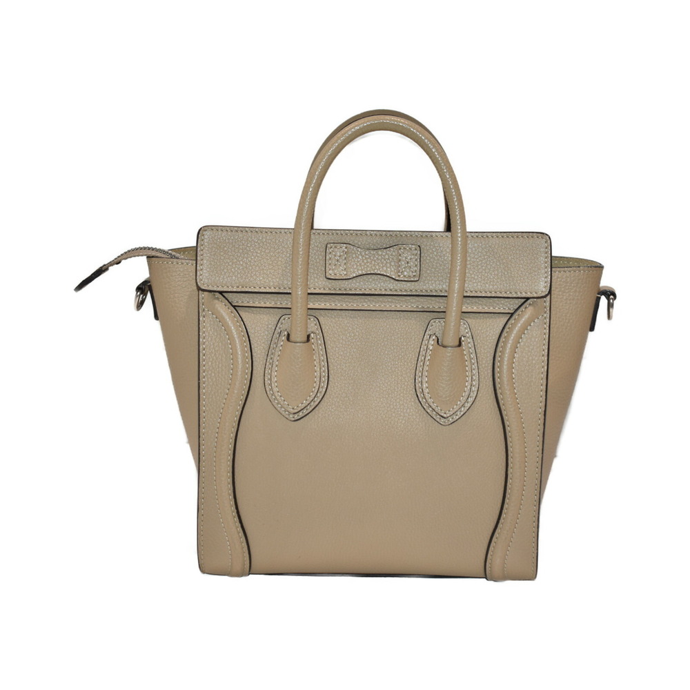 Celine Shoulder Shopper Beige Leather Handbag Luggage Bag Tan